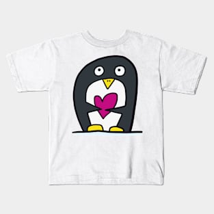 penguin with heart Kids T-Shirt